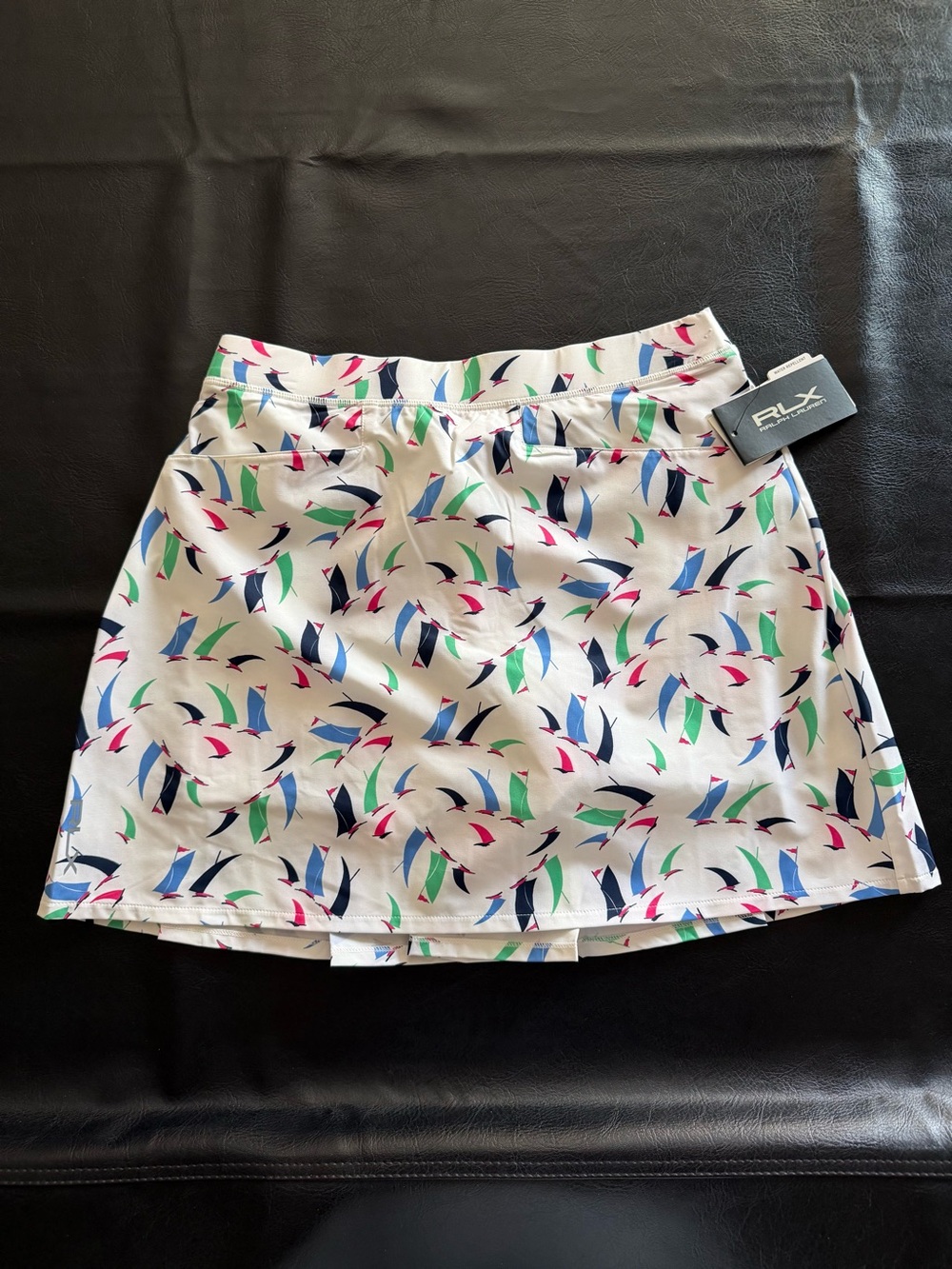 RLX Ralph Lauren White Skort with Blue, Green & Pink Abstract Print
